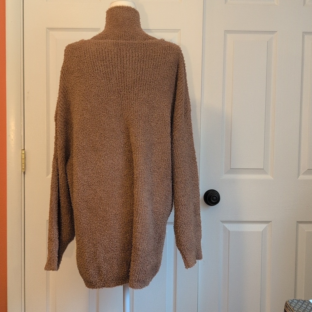 Cupshe Fuzzy Brown Cowl Neck Two Piece Tunic Sweater - Picture 6 of 10